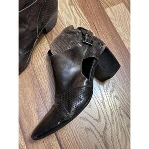 Jo Ghost Brown Perforated Leather Ankle Boots Women's 37.5